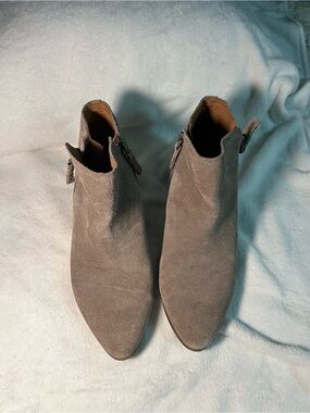 Frye Taupe Suede Judith Zip Booties
